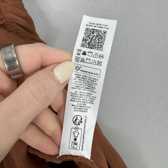 ASOS Design Womens Dress 14 Brown Cross Front Halter Gathered Mini Fairy Y2K - Picture 13 of 13